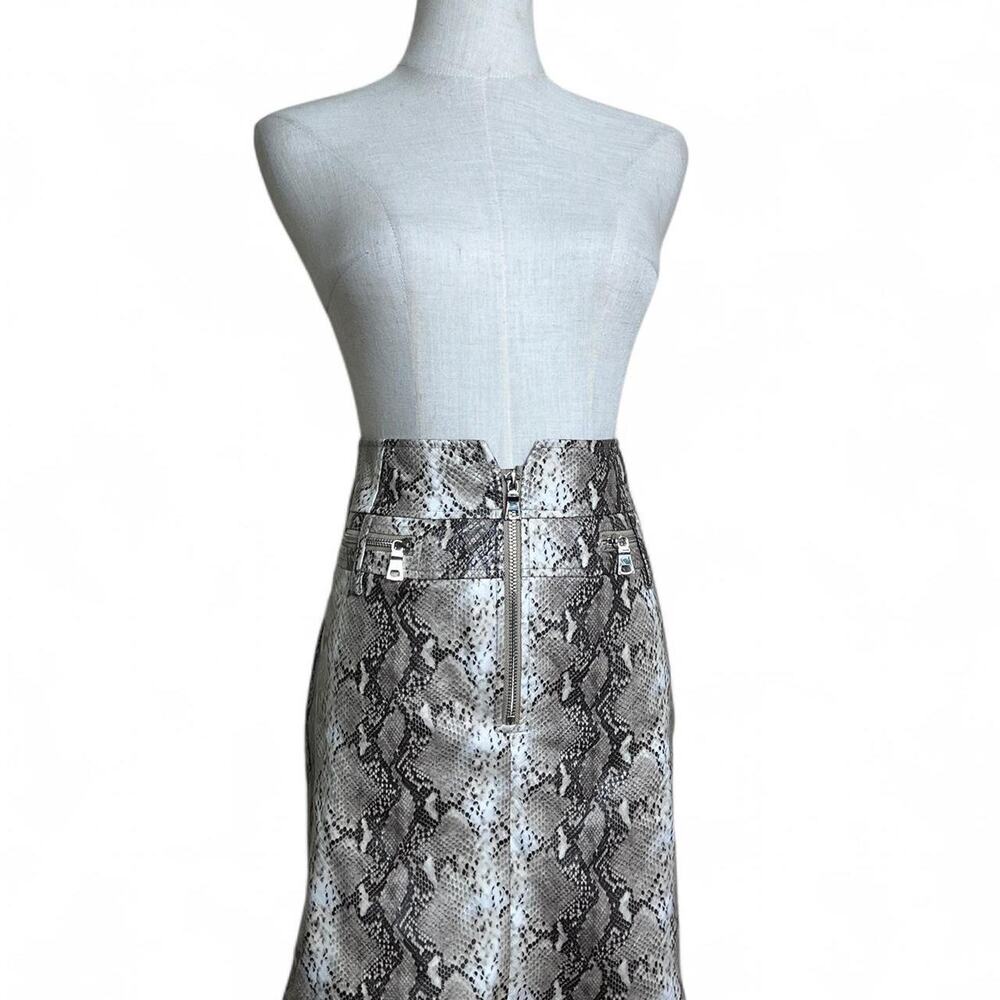 Tiger mist faux leather snake print midi skirt